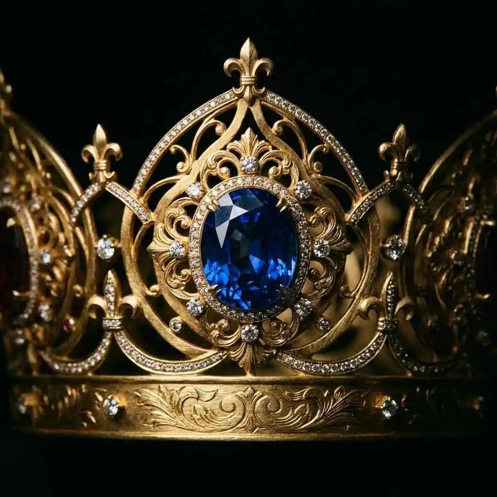 Icône de couronne royale en or, symbole du support VIP et de la conciergerie Vurach.