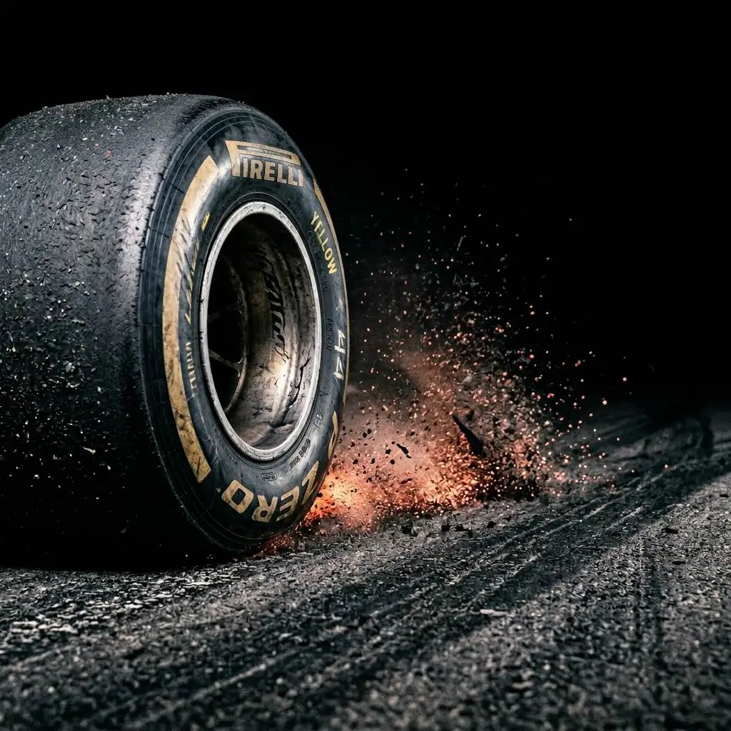 Pneu de Formule 1 en pleine action, streaming F1 4K UHD sur Vurach IPTV Suisse.