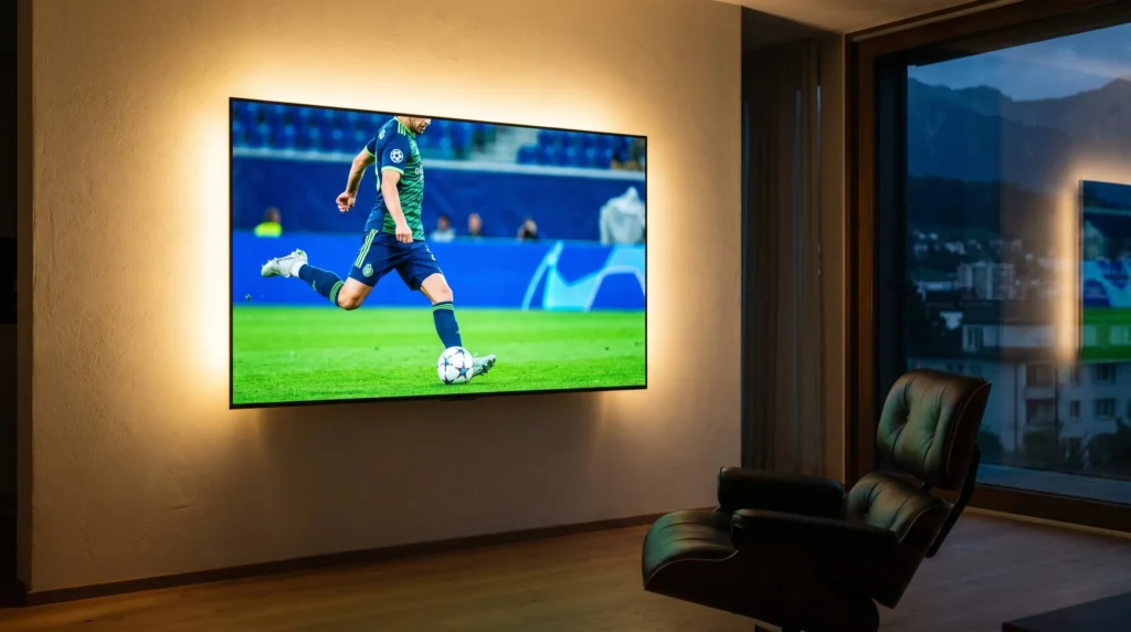 Match de football 4K fluide, alternative aux box tv opérateurs suisse sans box.